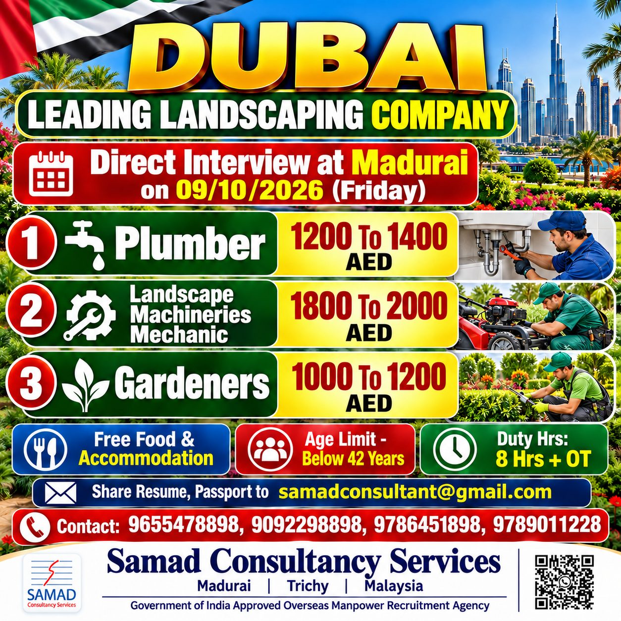 Dubai - Leading Landscaping Company   Direct Interview at Madurai on 09-10-2026 (Friday). — Samad Consultancy Services, India, India