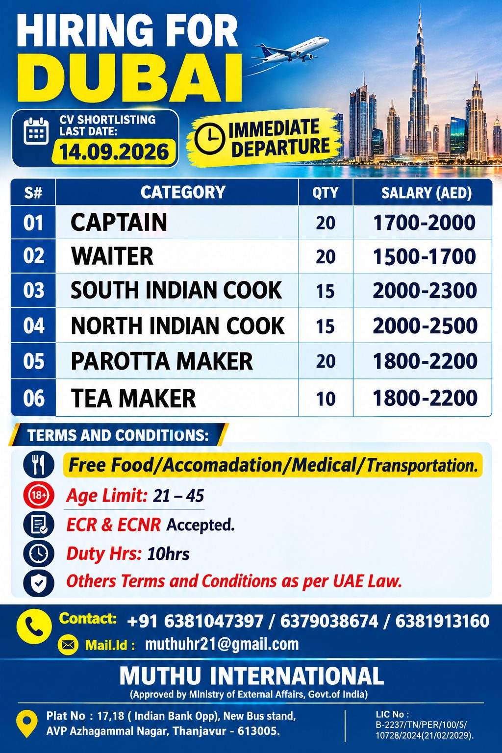 Hiring for Dubai.....