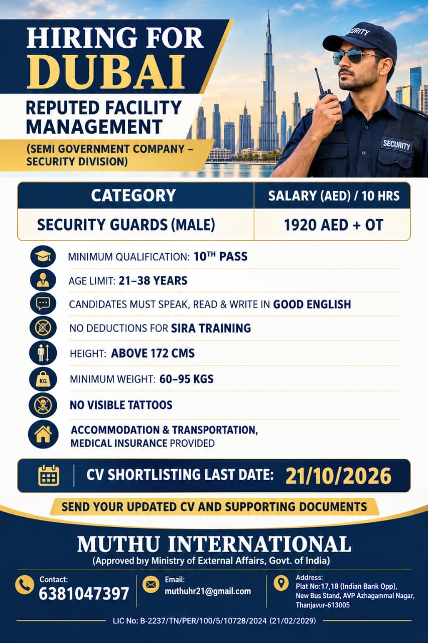 Security guard...2 — MUTHU INTERNATIONAL, Dubai, Dubai
