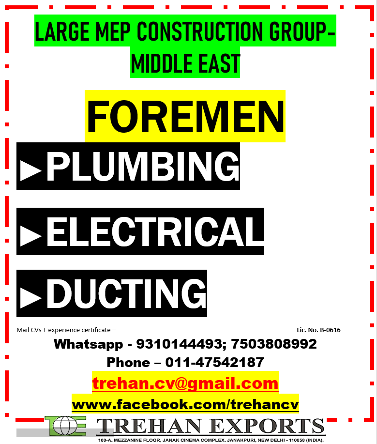 Foreman - Plumbing, Electrical, Ducting