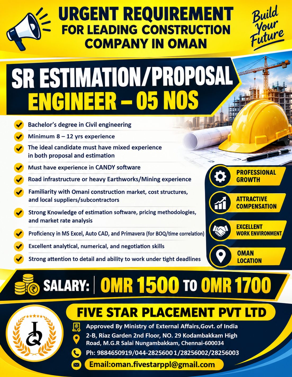 SR ESTIMATION/PROPOSAL ENGINEER IN OMAN