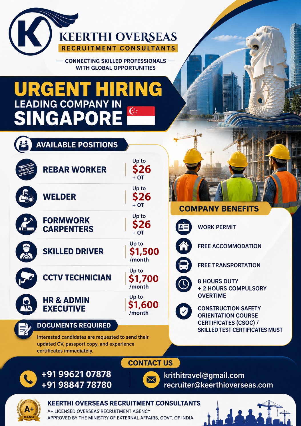 Urgent Hiring - Leading Company in Singapore