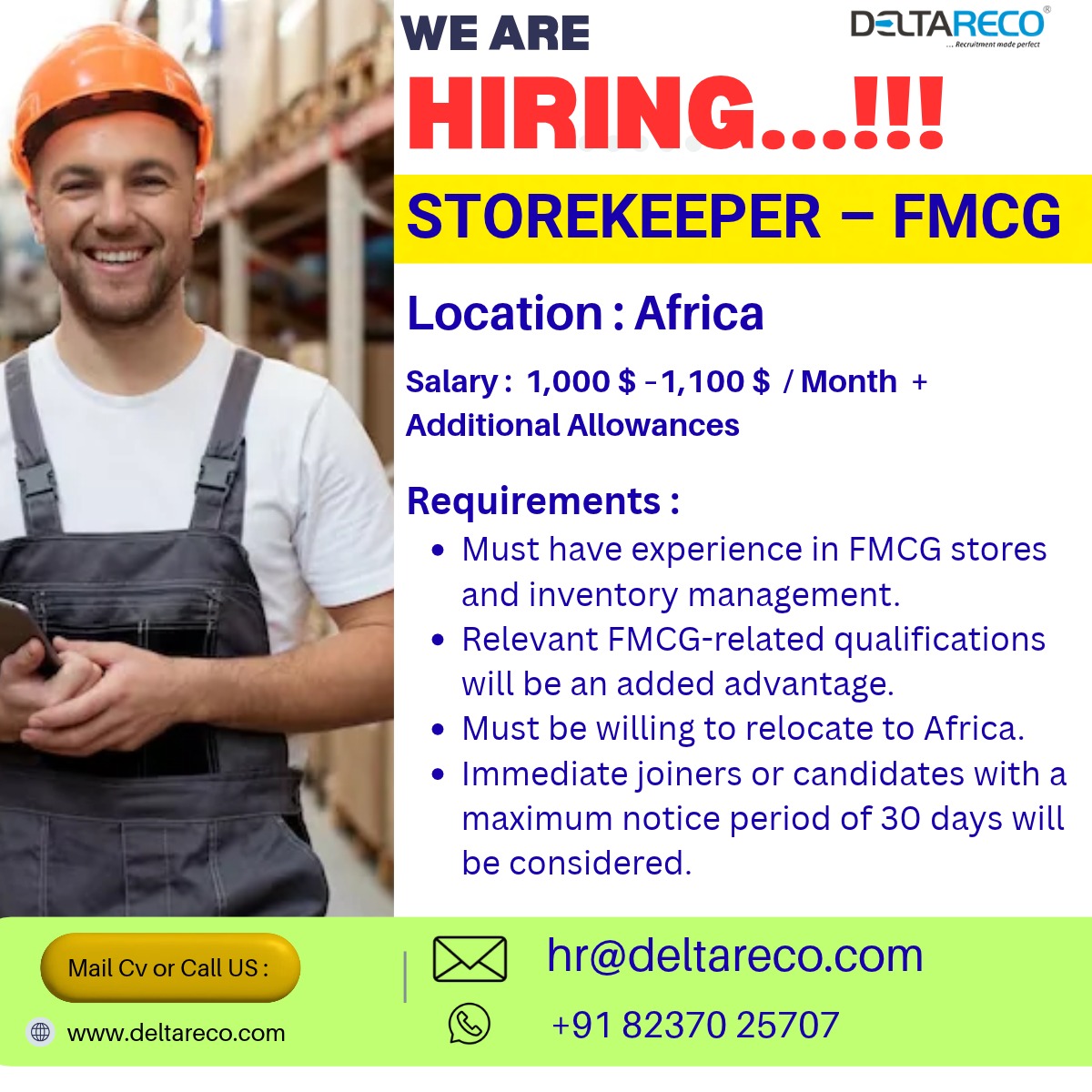Storekeeper - FMCG