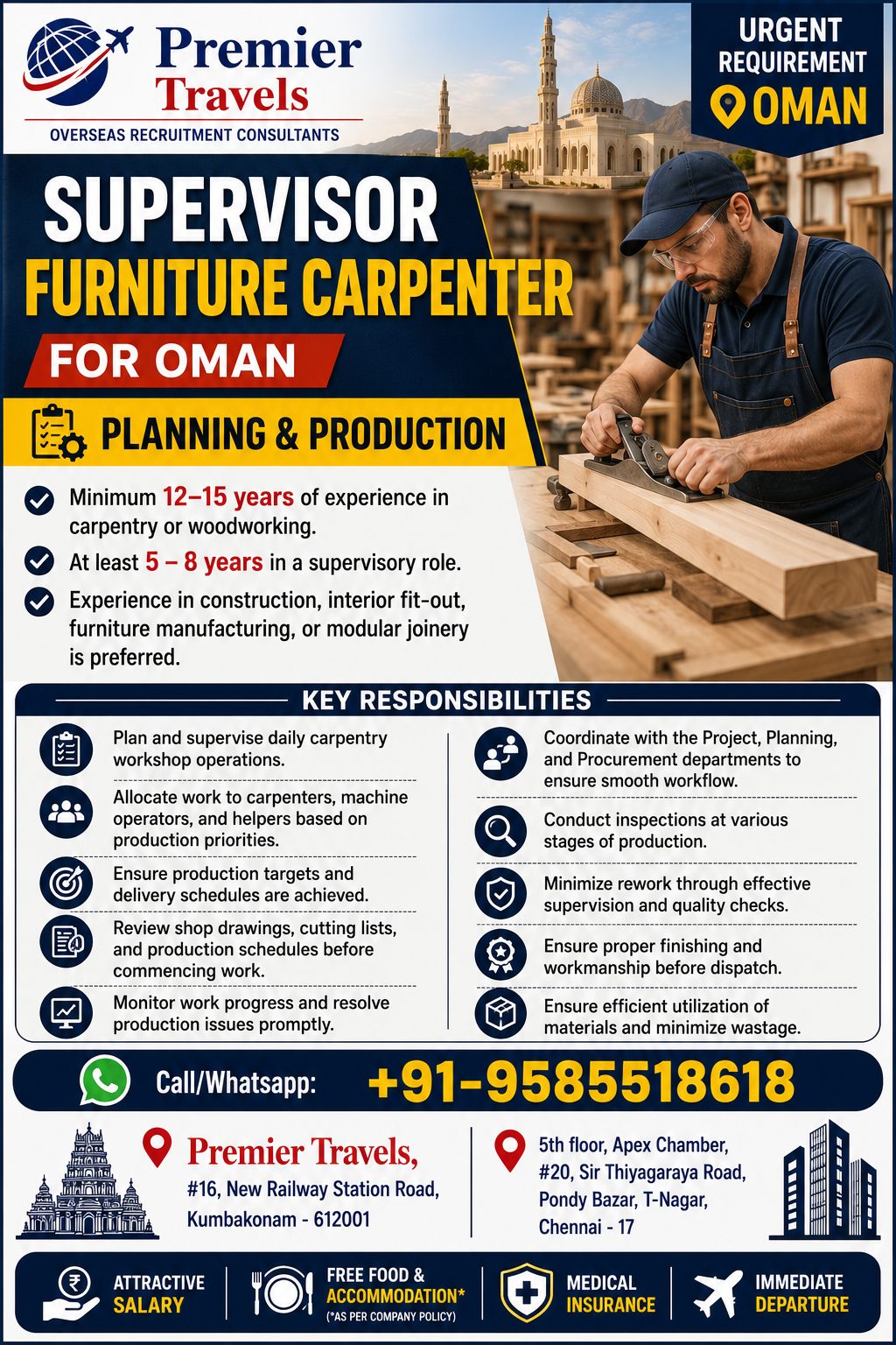 Hiring for Oman Furniture Carpenter