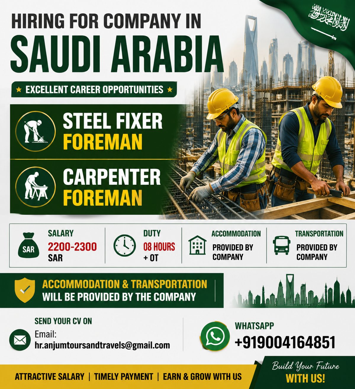 Hiring for Company in Saudi Arabia