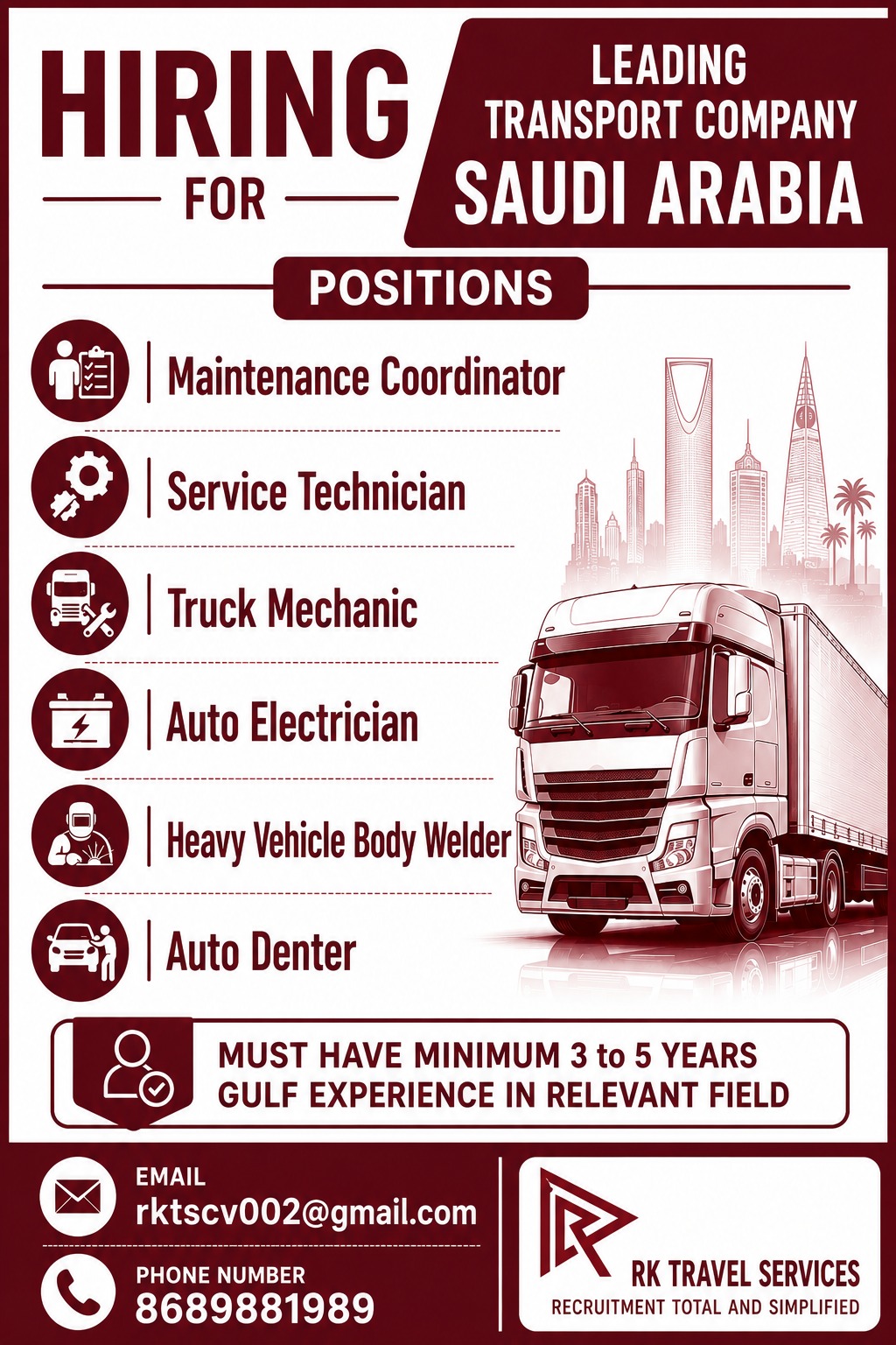 Multiple Positions - Leading Transport Company