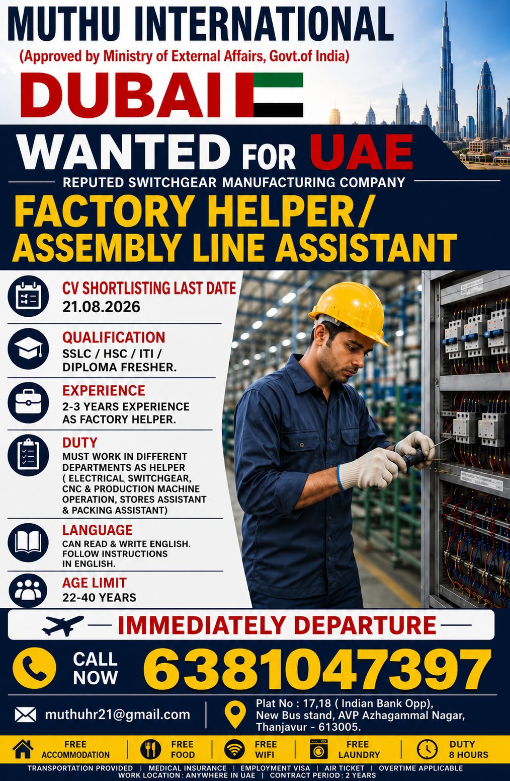 Factory Helper / Assembly Line Assistants Dubai