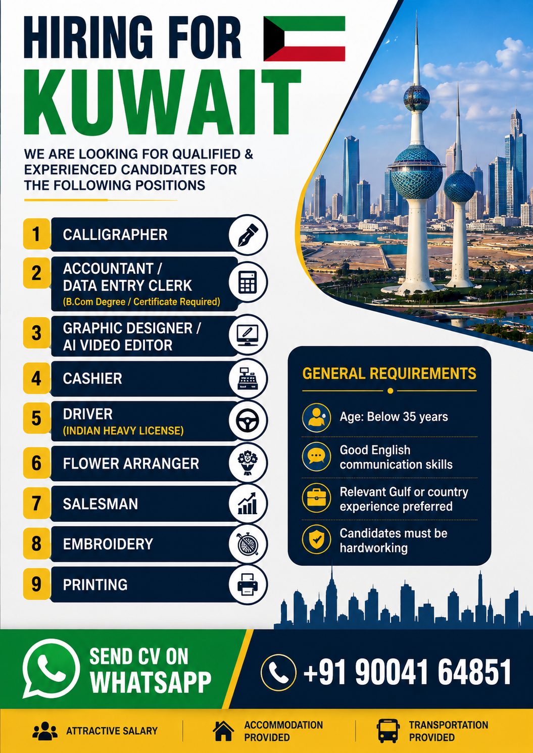 Hiring for Co in  Kuwait — Anjum Tours And Travels, Kuwait, Kuwait