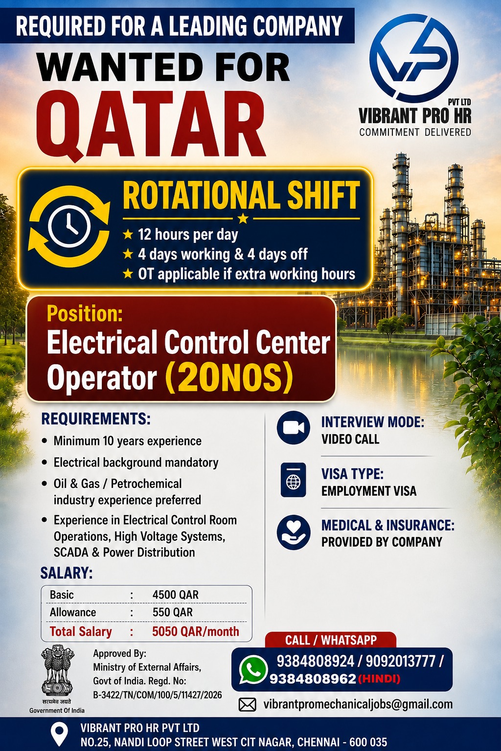 ELECTRICAL CONTROL PANEL OPERATOR