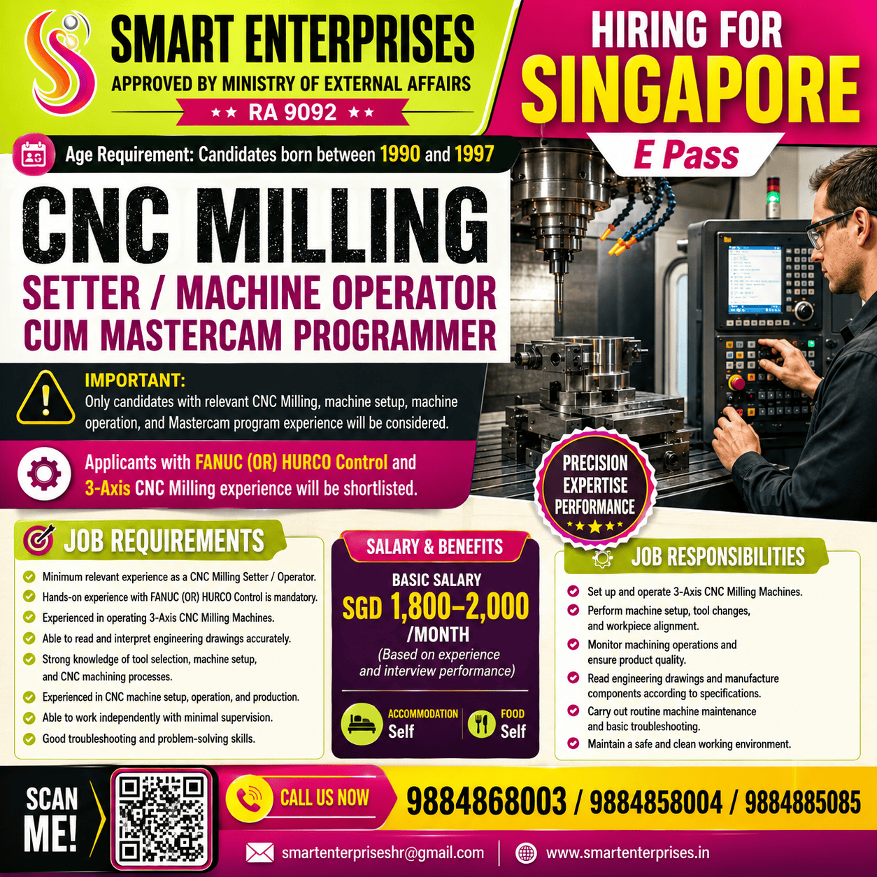 CNC MILLING Setter / Machine Operator cum Mastercam Programmer
