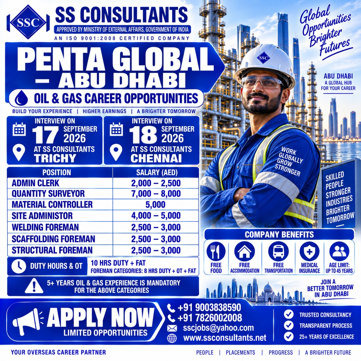 Penta Global - Abu Dhabi Oil & Gas Career Opportunities — SS Consultants, Madurai, United Arab Emirates