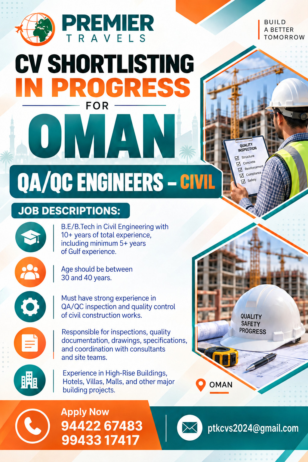 QA/QC Engineers - Civil — Premier Travels, Oman, Oman