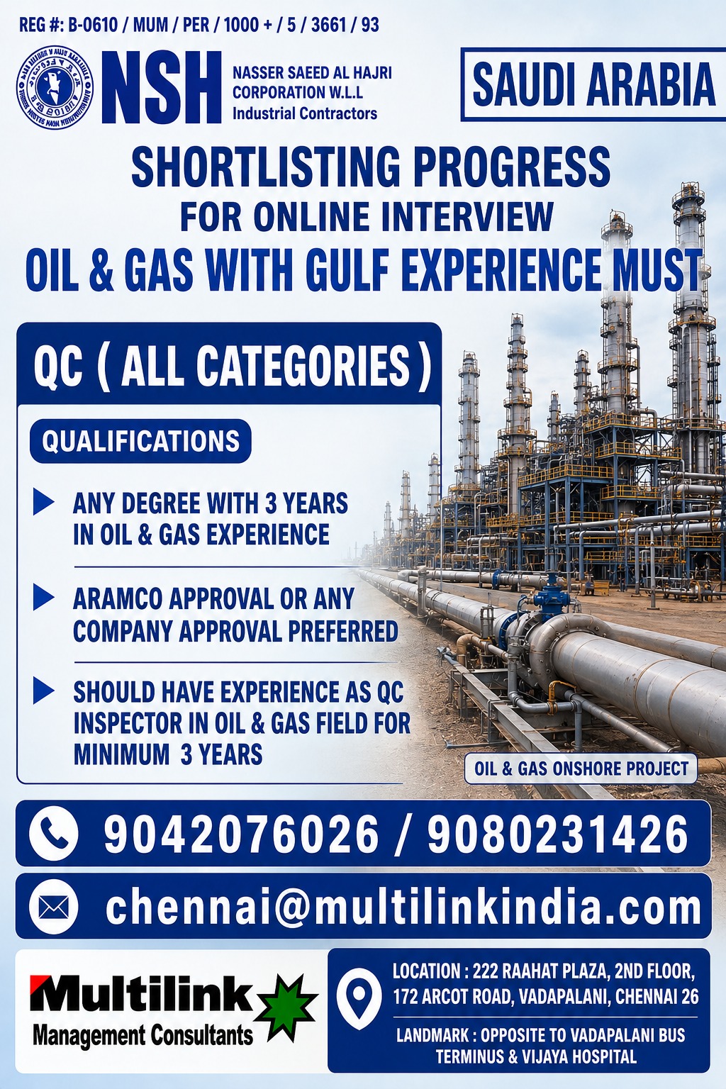 QC (All Categories) - Oil & Gas with Gulf Experience