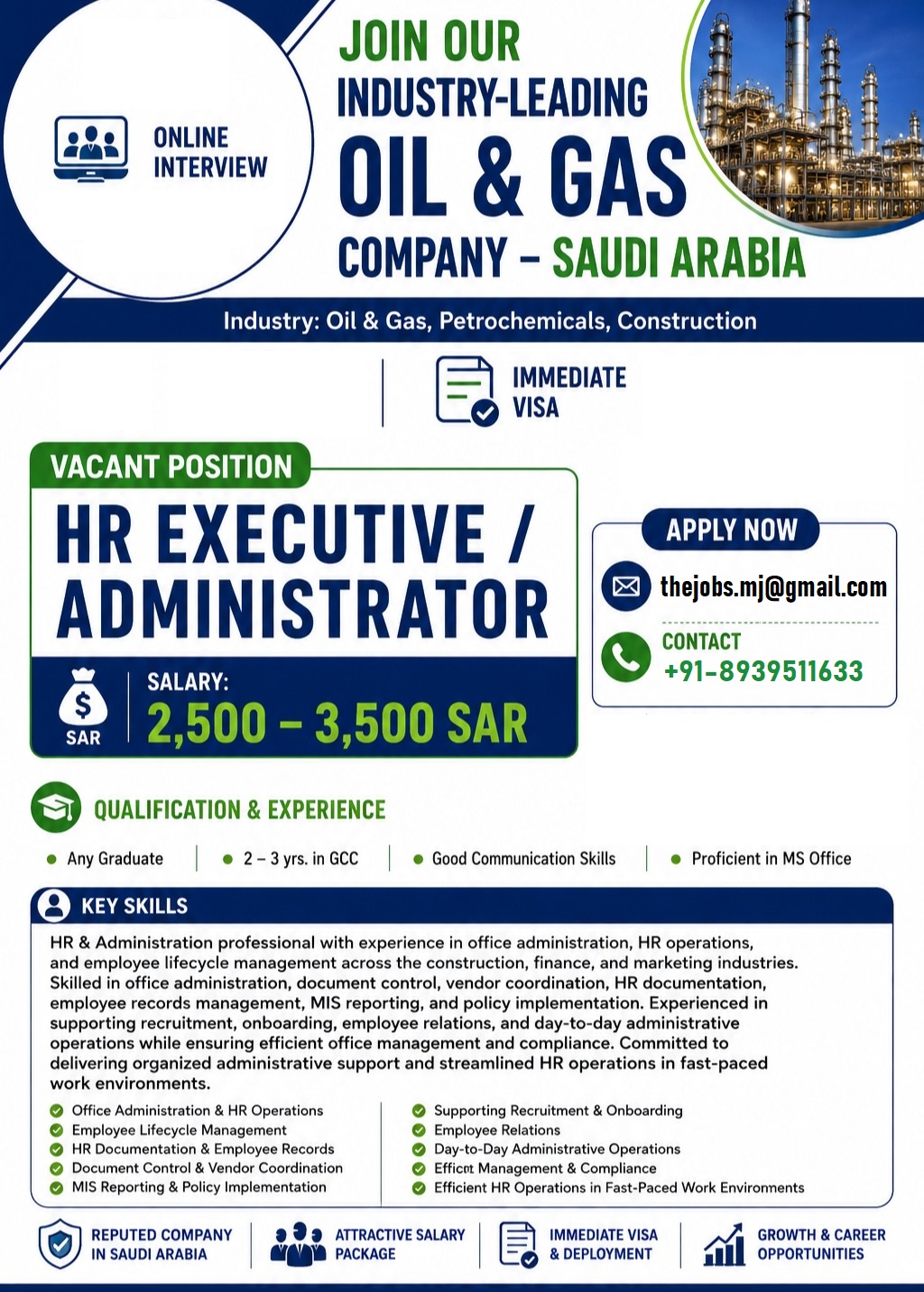 Hiring for Saudi — M J INTERNATIONAL, KSA, KSA