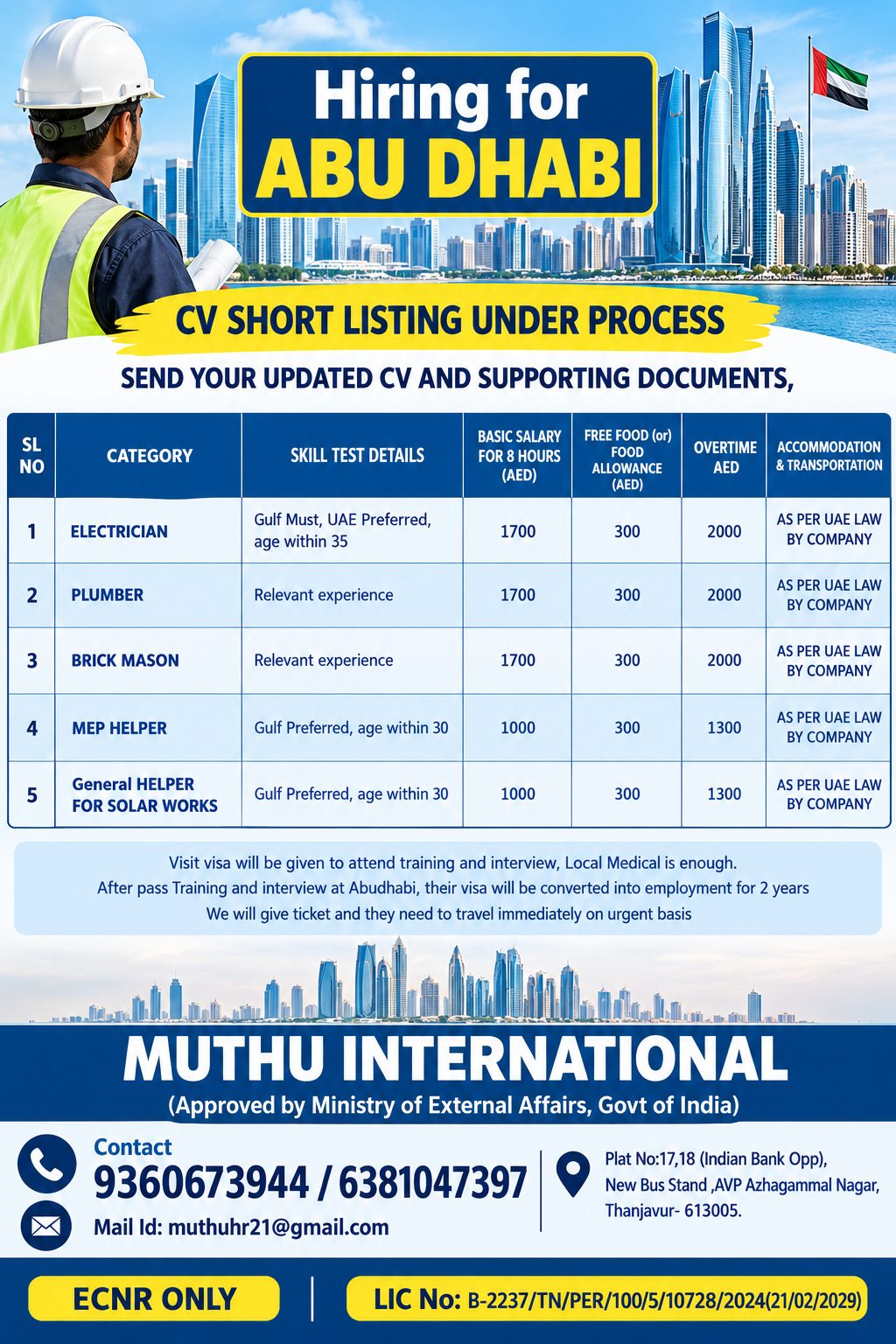 Hiring for Abu Dhabi interview sss