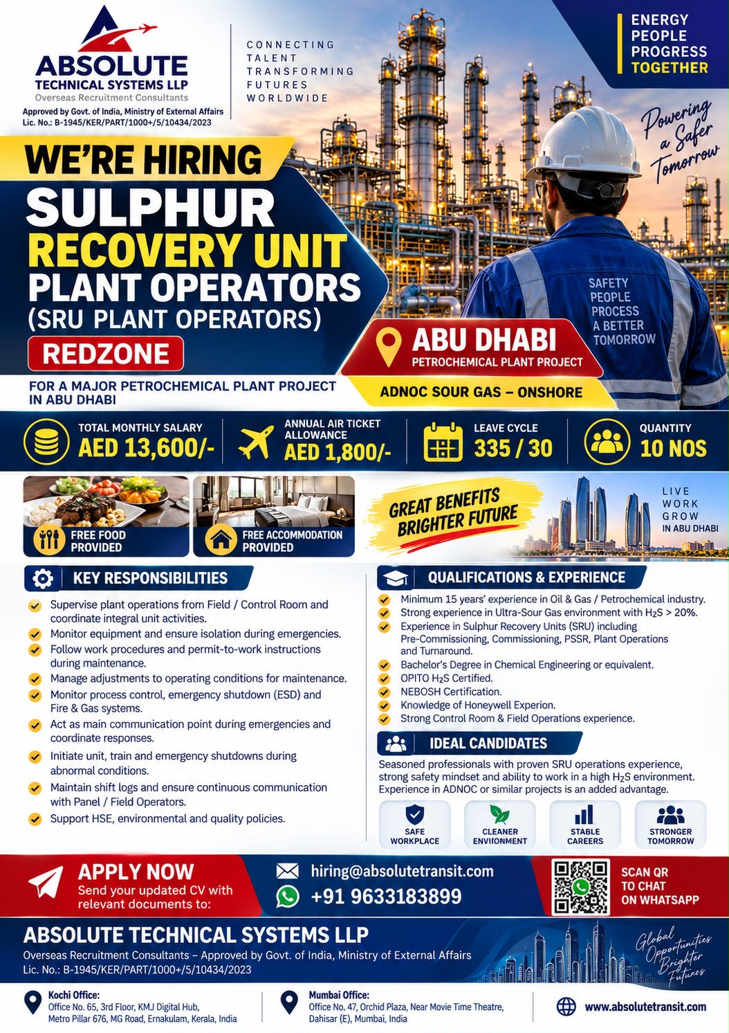 Sulphur Recovery Unit Plant Operators (SRU Plant Operators)