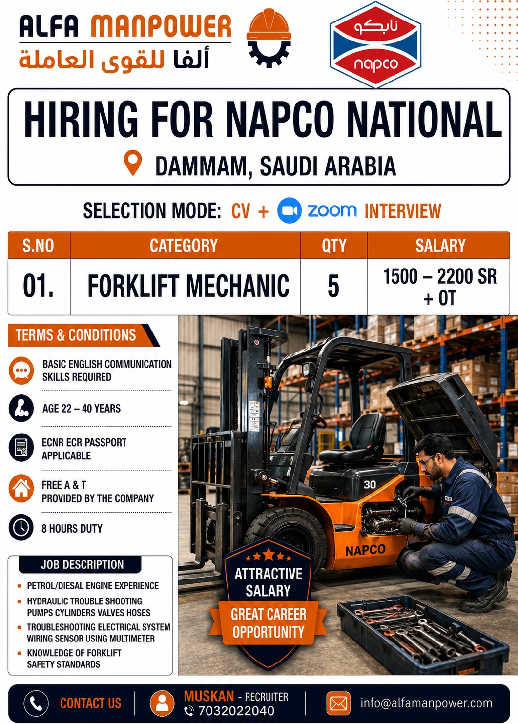 Hiring for Napco Saudi Arabia