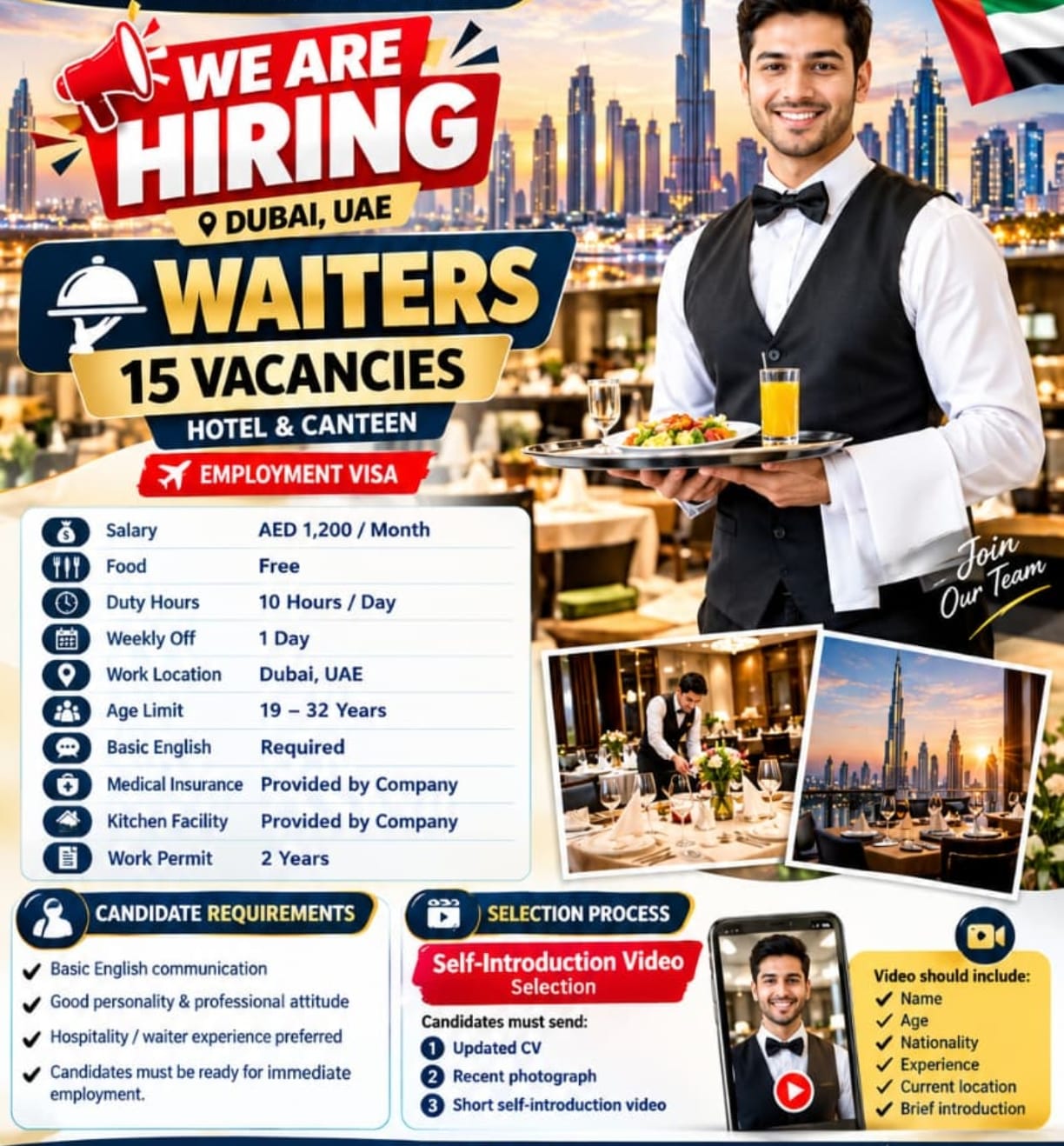 Waiter — MOBHIRA INTERNATIONAL, United Arab Emirates, United Arab Emirates