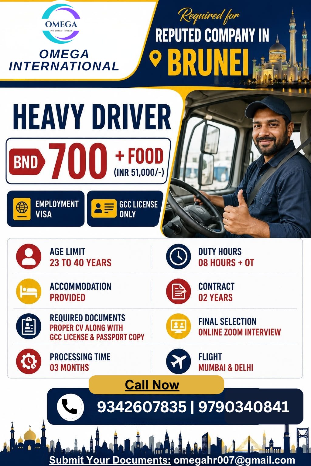 WANTED FOR  HEAVY DRIVERS — OMEGA INTERNATIONAL HR SOLUTIONS, BURNEI, BURNEI