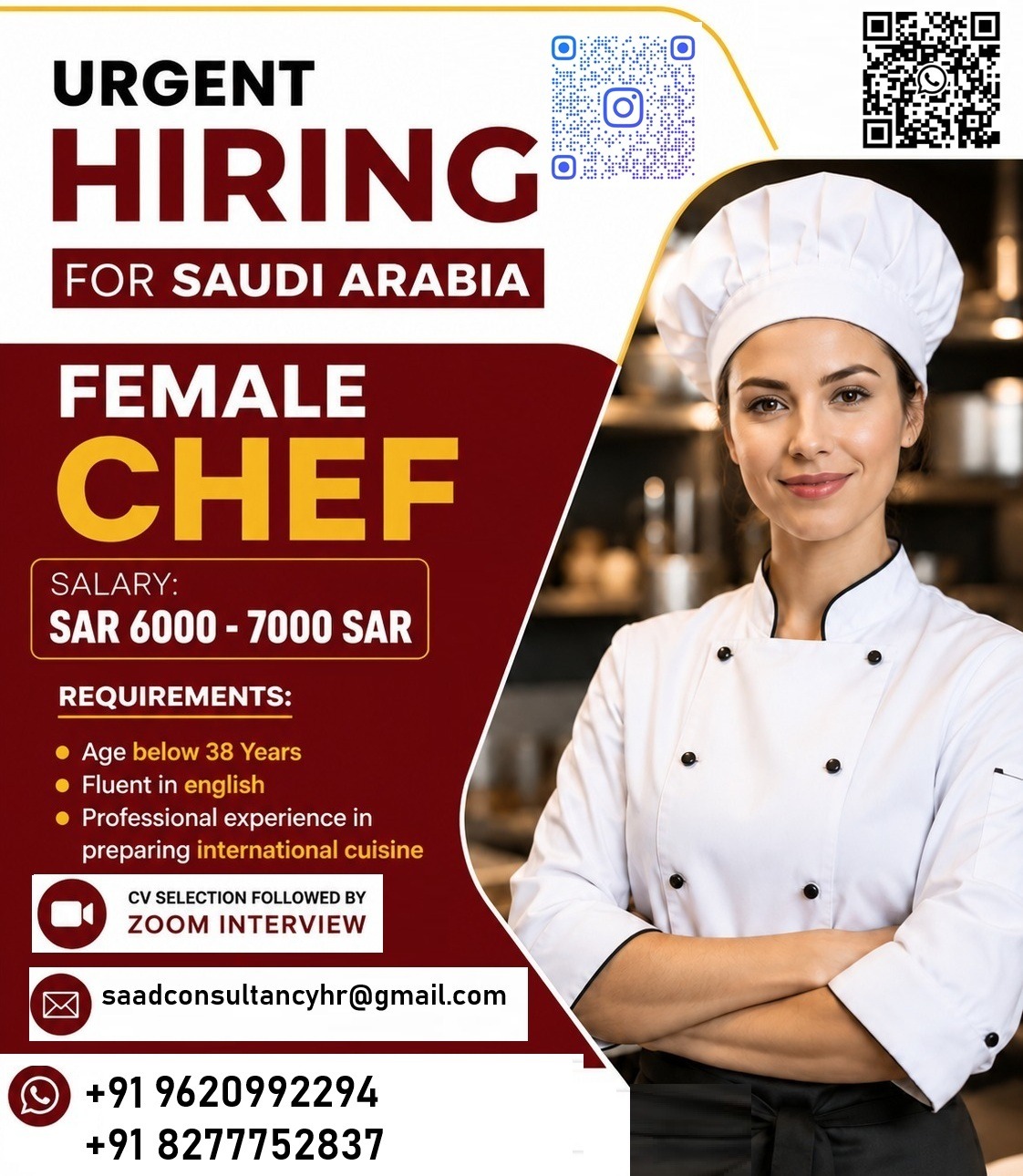 Female Chef — SAAD CONSULTANCY, Saudi Arabia, Saudi Arabia