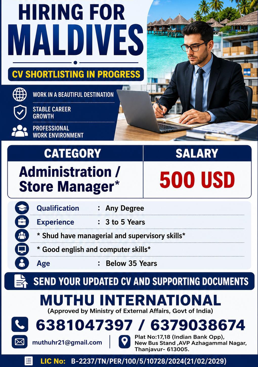 Administrator — MUTHU INTERNATIONAL, Maldives
