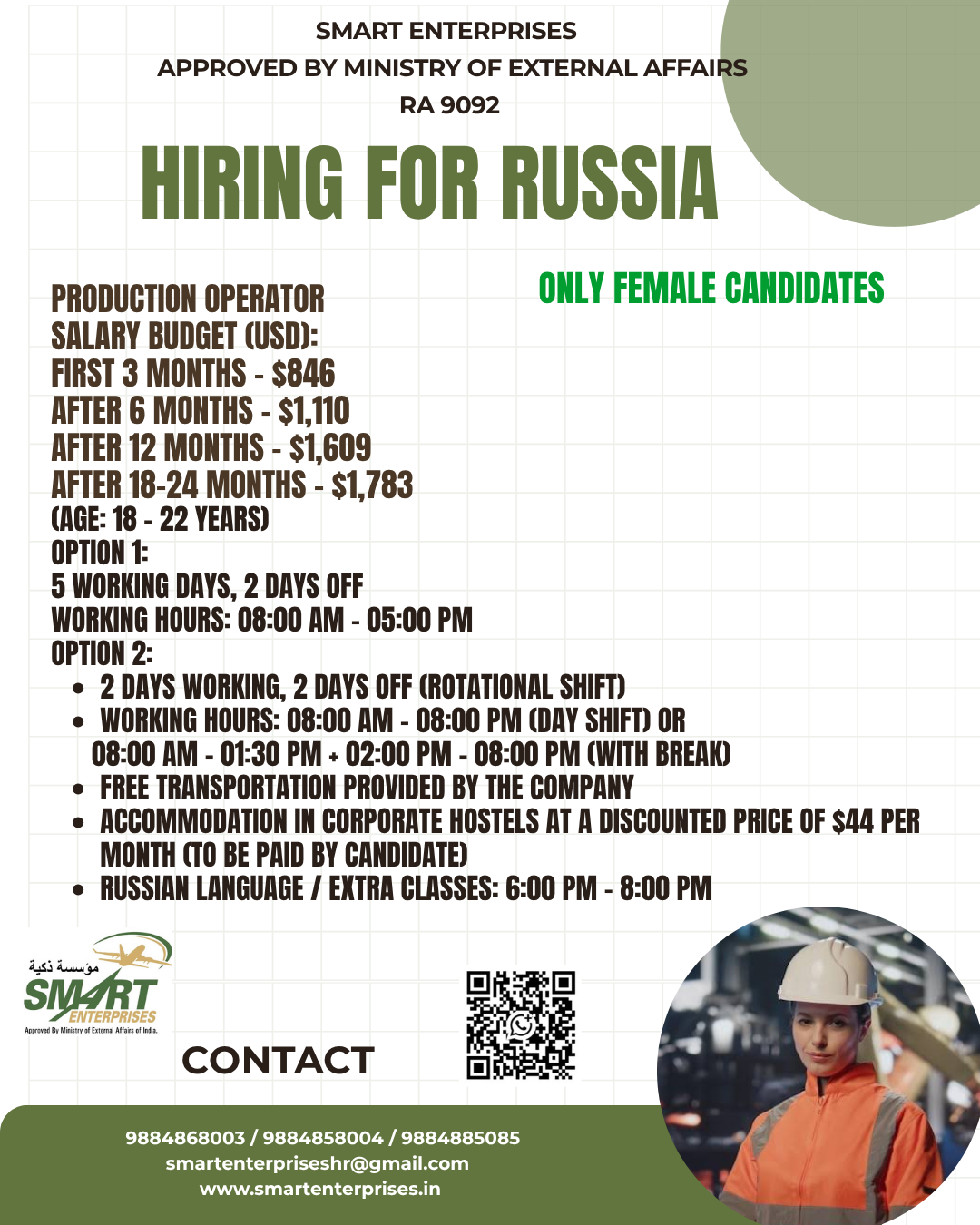 Production Operator — smartenterpriseshr@gmail.com, RUSSIA, RUSSIA