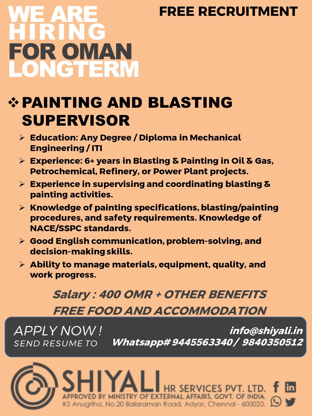 Painting and Blasting Supervisor