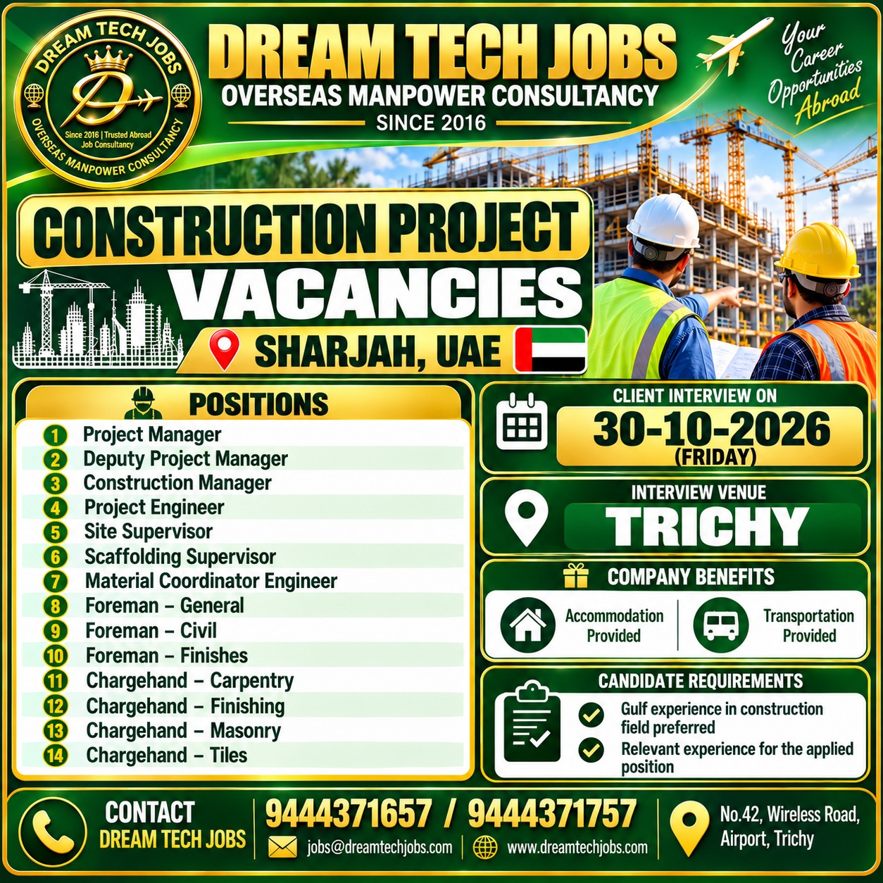 Construction Project Vacancies