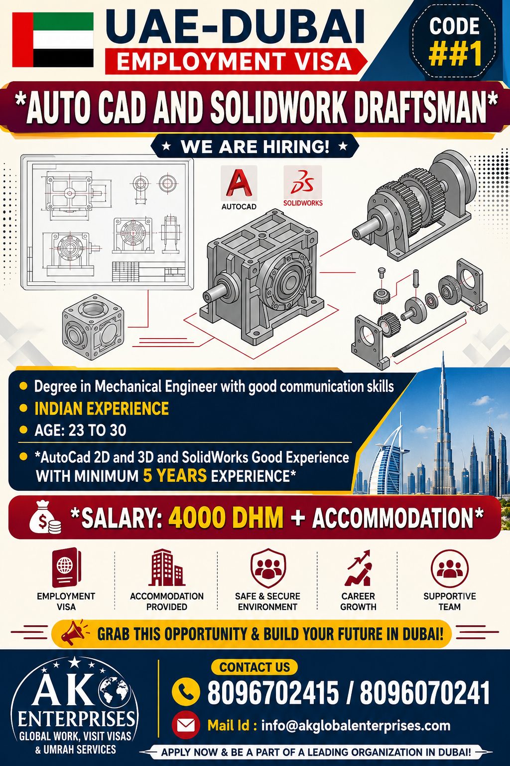 Urgently requirement for AutoCAD Draftsman- Mechanical Engineer — AK ENTERPRISES, Dubai, Dubai
