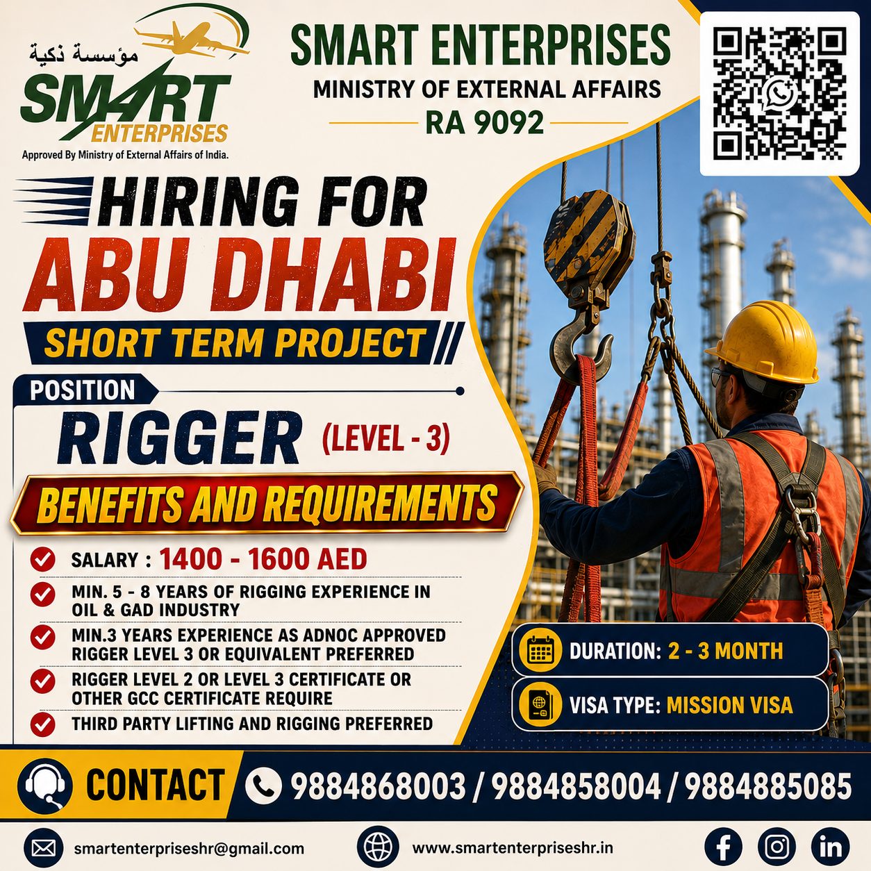RIGGER LEVEL 3 — smartenterpriseshr@gmail.com, UAE, UAE