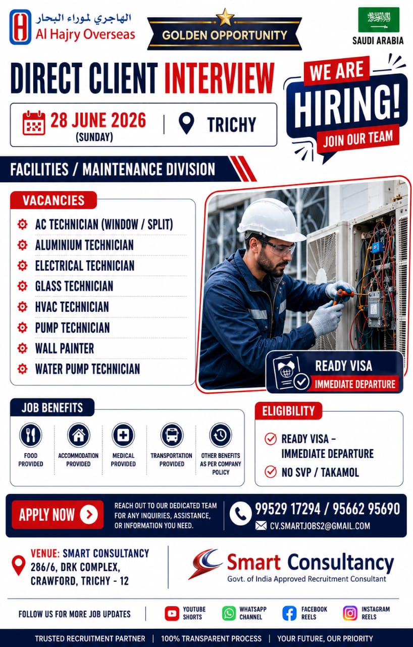 Saudi Arabia Facilities & Maintenance Jobs – Direct Client Interview