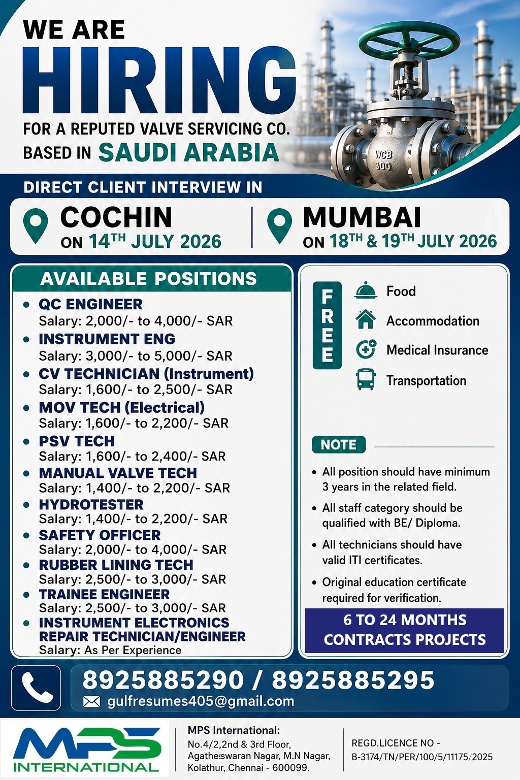 Multiple Engineering and Technical Positions