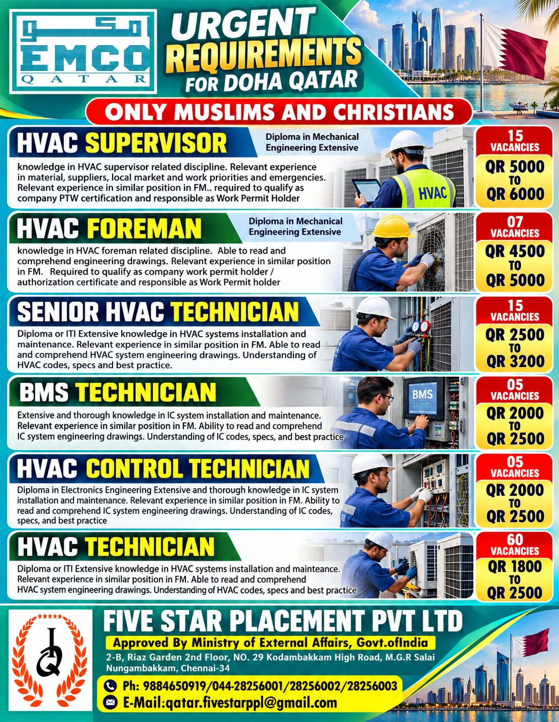 HVAC SUPERVISOR ,HVAC - QATAR