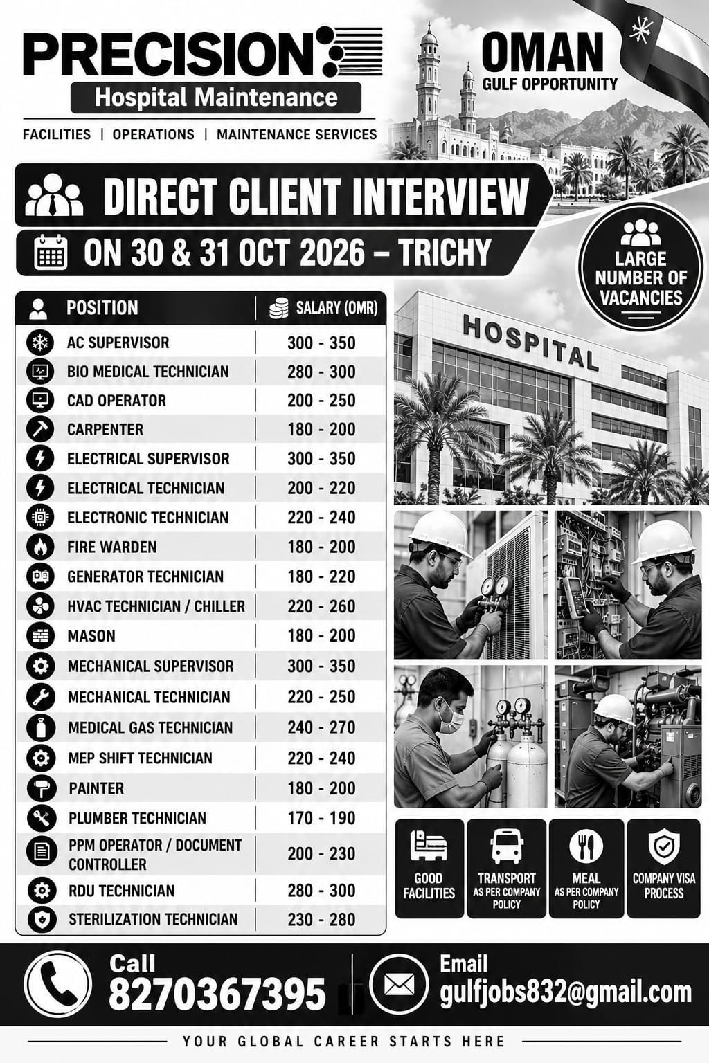 Hospital Maintenance - Multiple Positions — VG TRAVELS, Oman