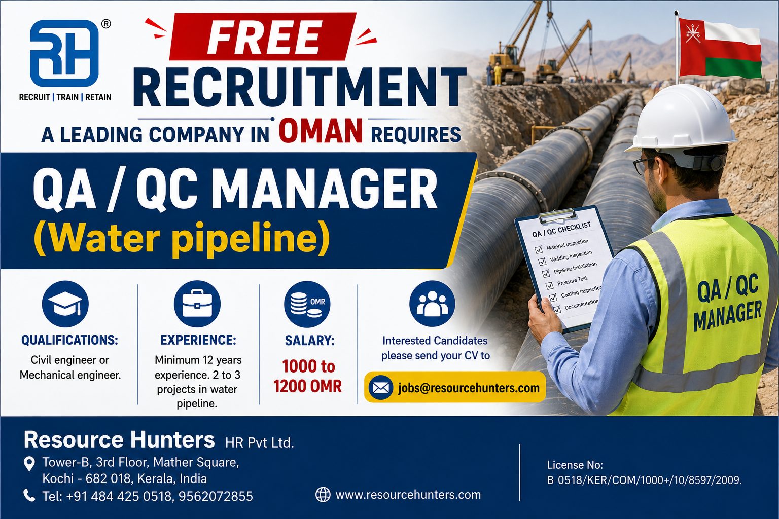 QA / QC MANAGER (Water pipeline)
