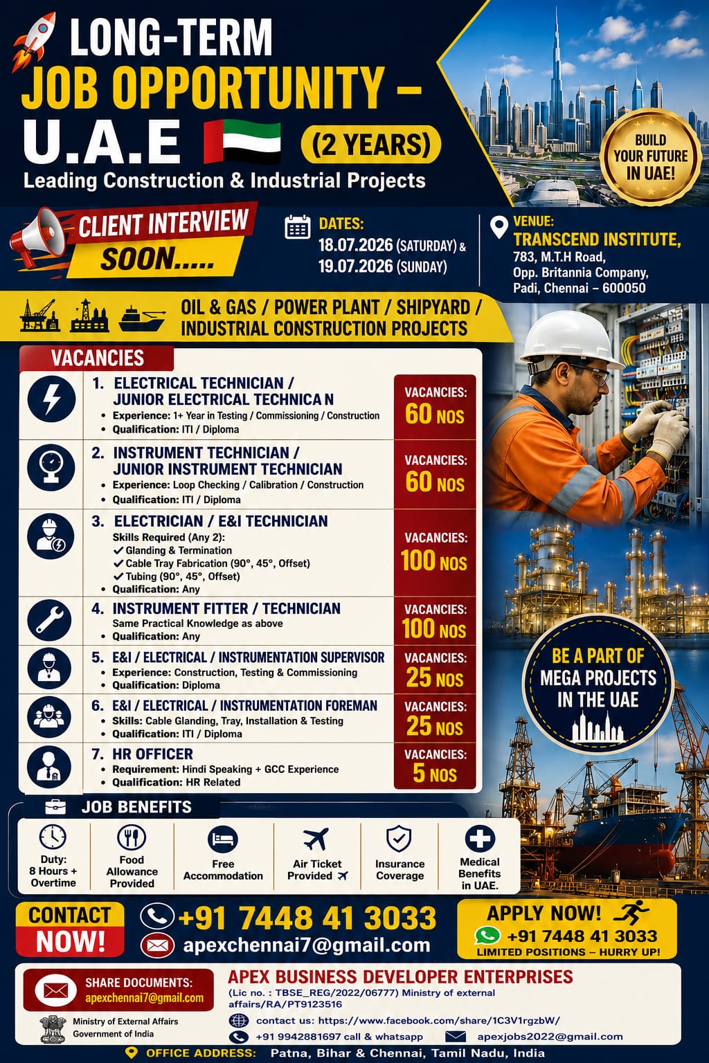 Long-Term Job Opportunity - UAE (2 Years) — Apex Business Developer Enterp, United Arab Emirates, United Arab Emirates