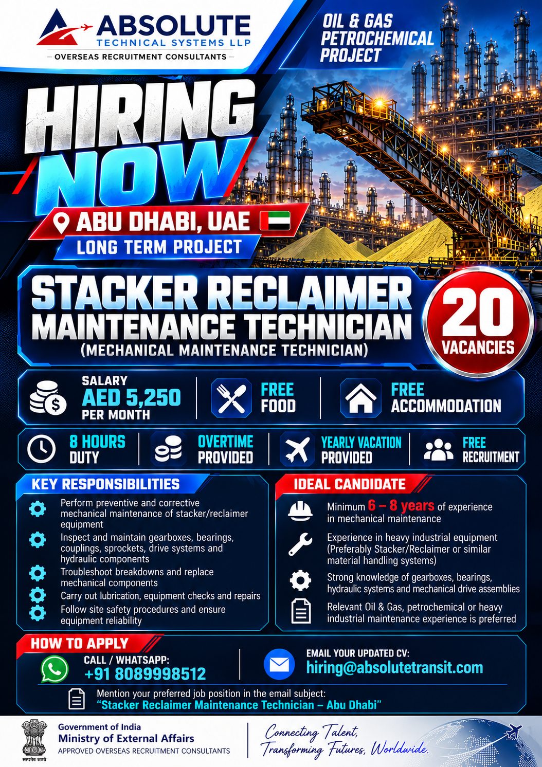 STACKER RECLAIMER MAINTENANCE TECHNICIAN (Mechanical Maintenance Technician)