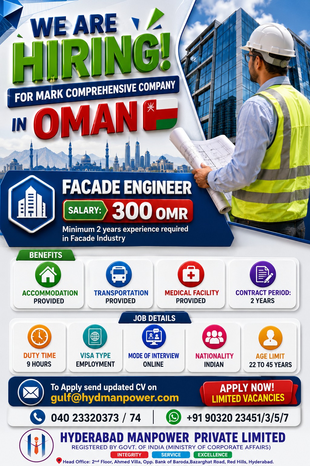 Hiring Facade Engineer for Oman