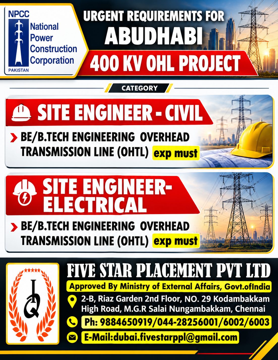 URGENT REQUIREMENTS FOR ABUDHABI - ONLINE INTERVIEW