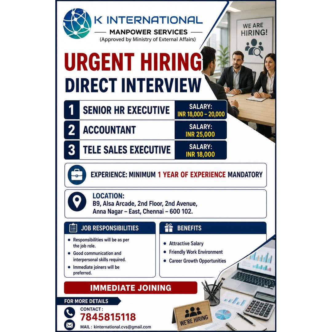 Urgent Hiring - Direct Interview
