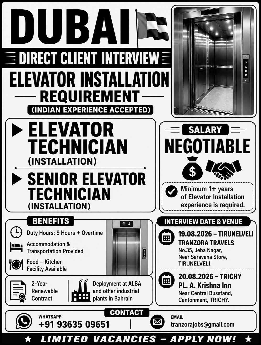 DUBAI - ELEVATOR TECHNICIAN