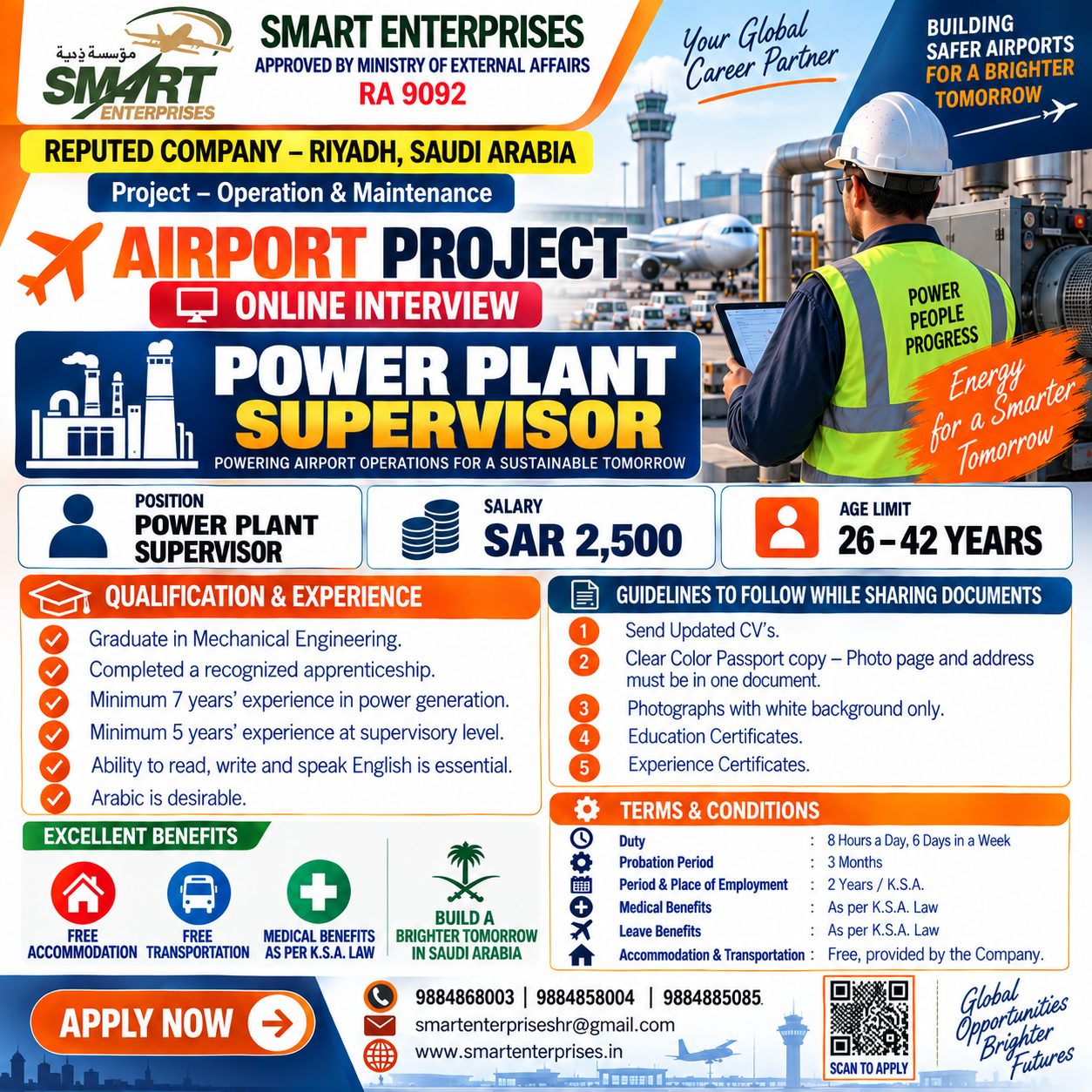 POWER PLANT SUPERVISOR SAUDI ARABIA