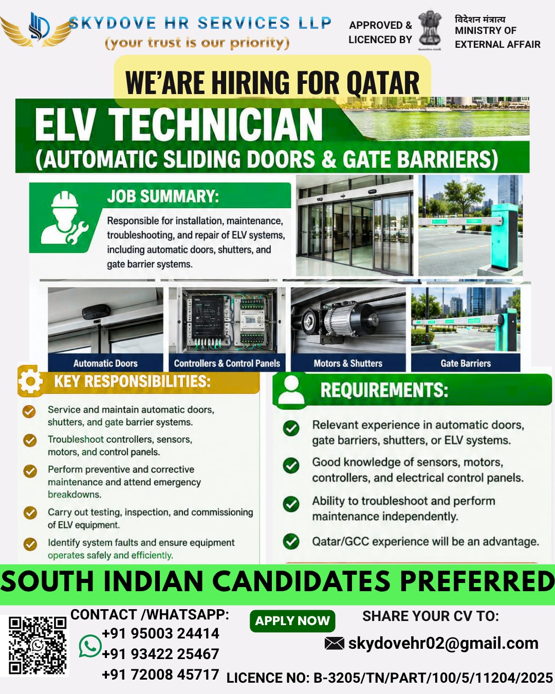 ELV TECHNICIAN — SKY DOVE HR SERVICES LLP, India, India