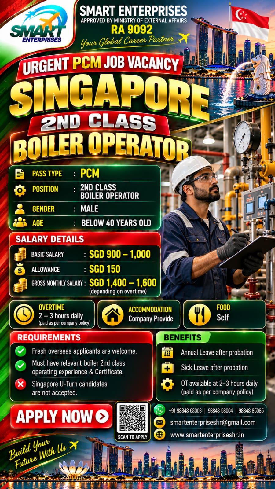 2ND CLASS BOILER OPERATOR SINGAPORE SINGAPORE