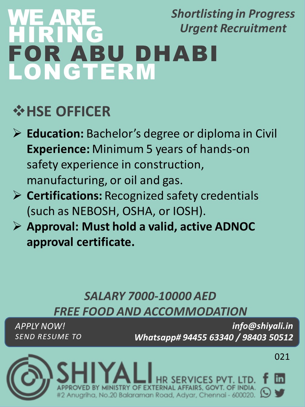 HSE Officer - Abu Dhabi Longterm