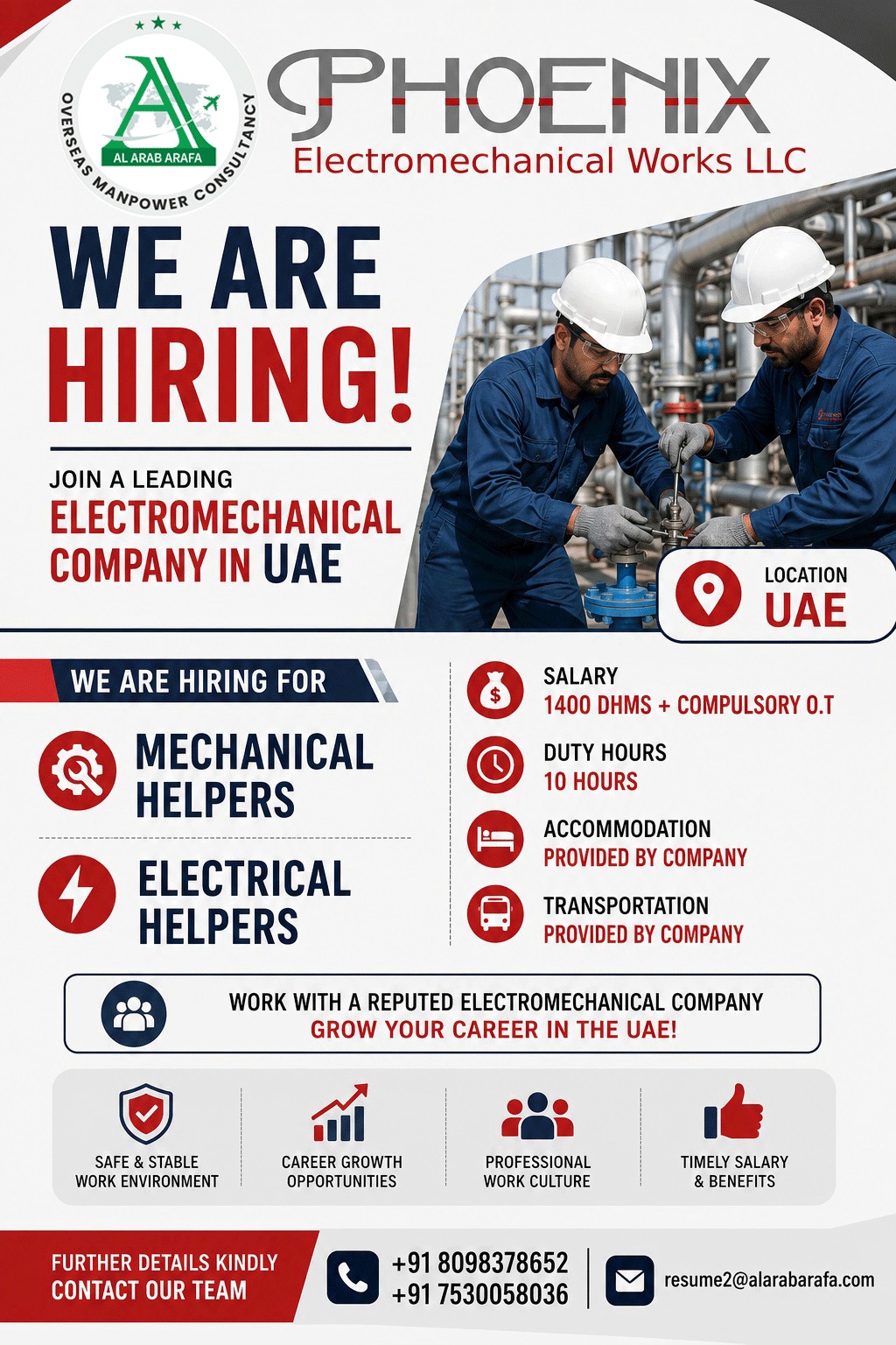Mechanical and Electrical Helpers — Al Arab Arafa Consultancy Pvt LTD, UAE