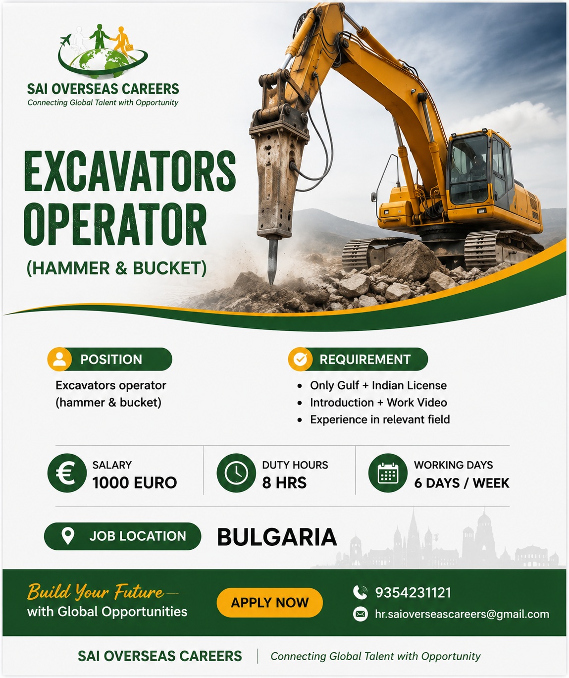 Hiring Now | Excavator Operator (Hammer & Bucket) | Bulgaria