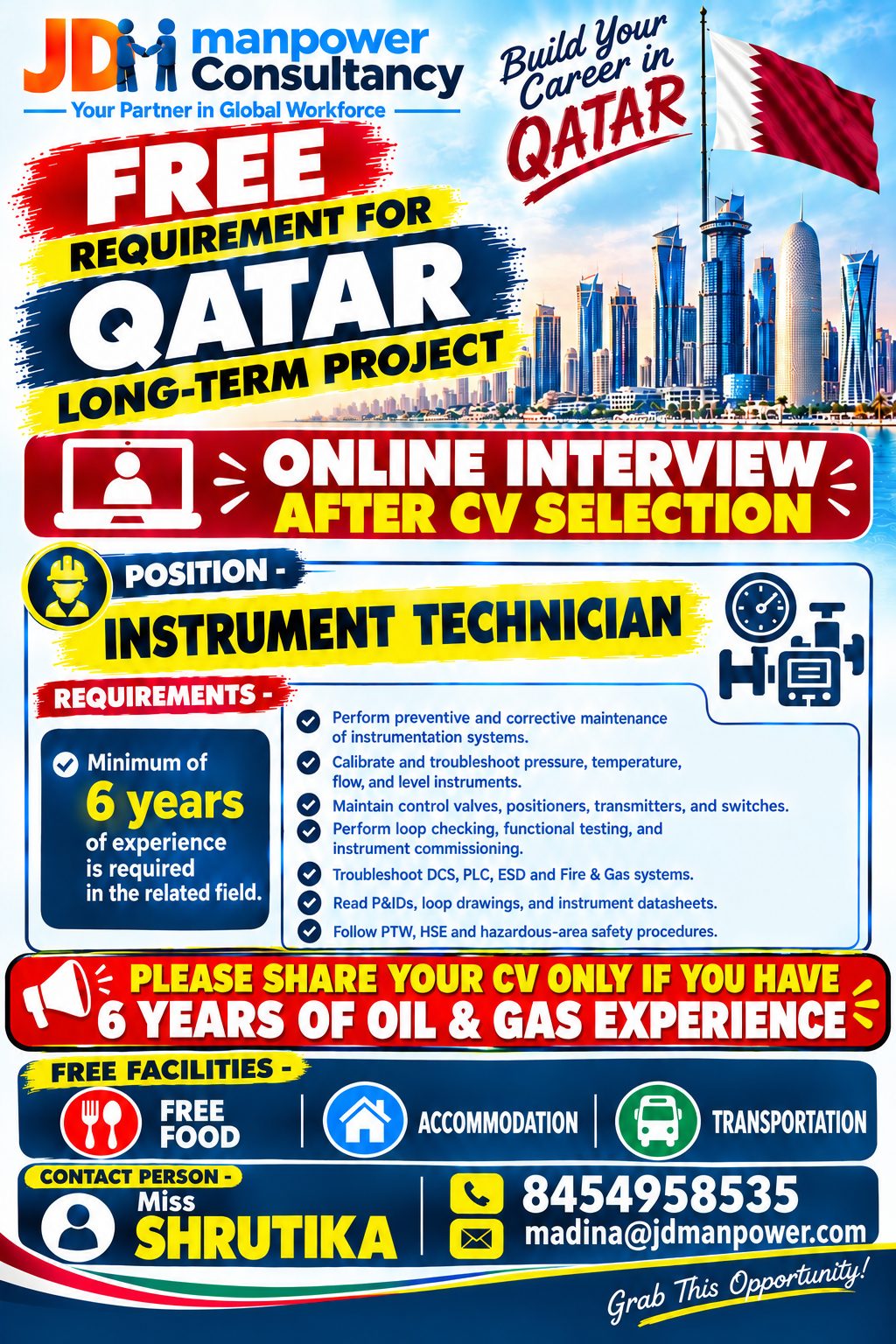 Instrument Technician - Qatar Long-Term Project