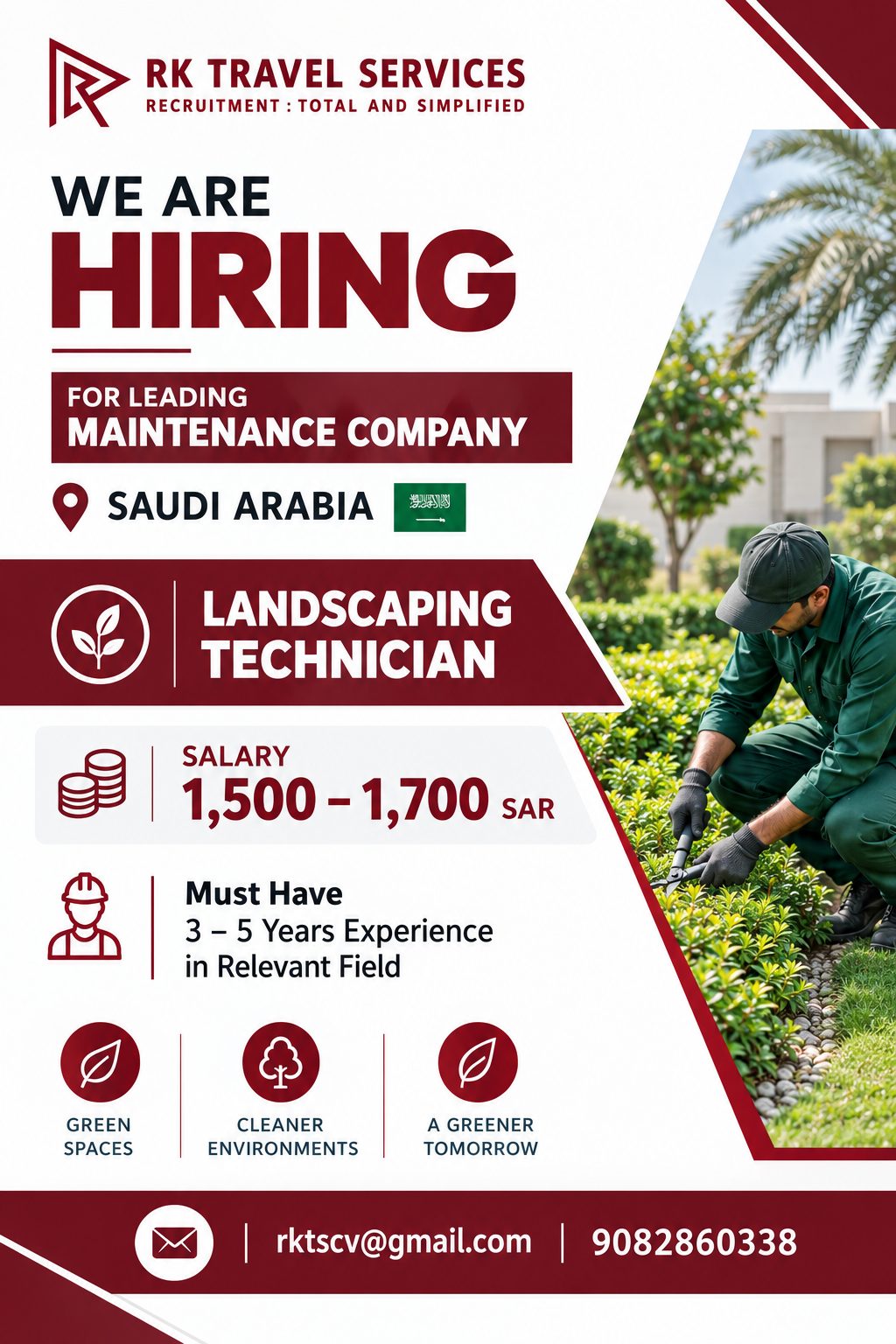 HIRING FOR LEADING MAINTENANCE COMPANY- SAUDI ARABIA - Landscaping Technician
