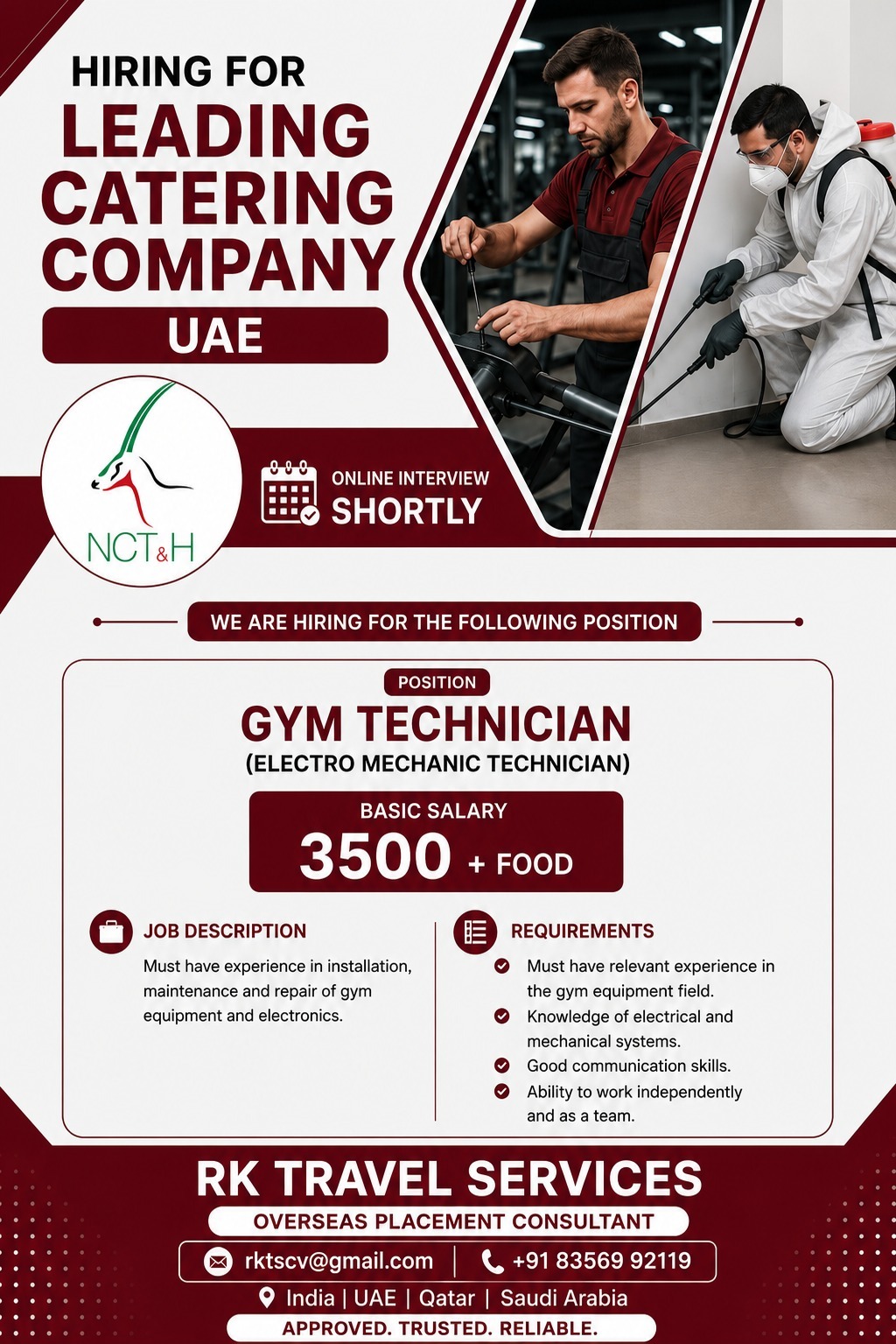 Gym Technician (Electro Mechanic Technician)